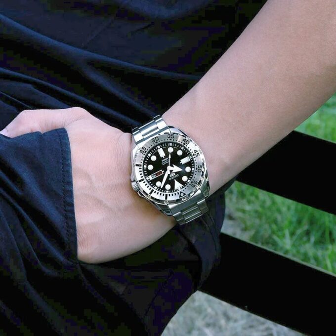 Automatic Mechanical Water Ghost Waterproof Sports For Men Black Plate Steel Belt Black