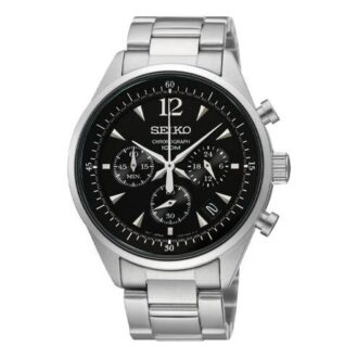 Business Casual Sports Quartz Black Dial Silver Strap Watch