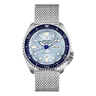 No. 5 Steel strip waterproof Automatic Mechanical Watch Blue Silver