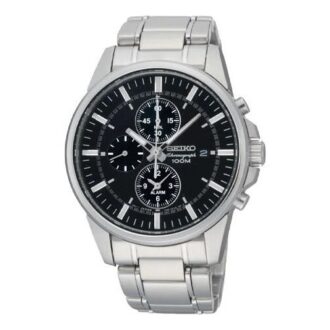 Quartz Business Casual Sports Black Dial Silver Strap Watch Quartz Business Casual Sports Black Dial Silver Strap Watch