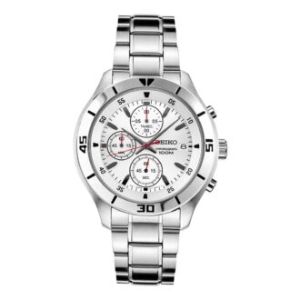 Three Eyes 100 Meter Waterproof Business Casual Fashion White Dial Steel Strip Quartz Watch