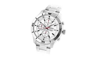 Three Eyes 100 Meter Waterproof Business Casual Fashion White Dial Steel Strip Quartz Watch