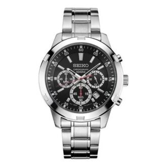 Three Eyes Waterproof Black Dial Watch